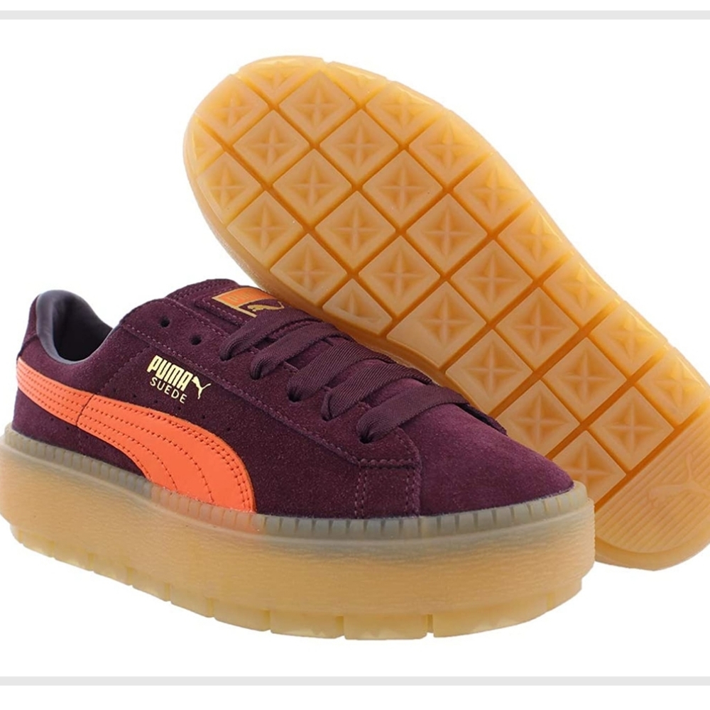 Puma Wine/Neon Orange Shoes Size 8